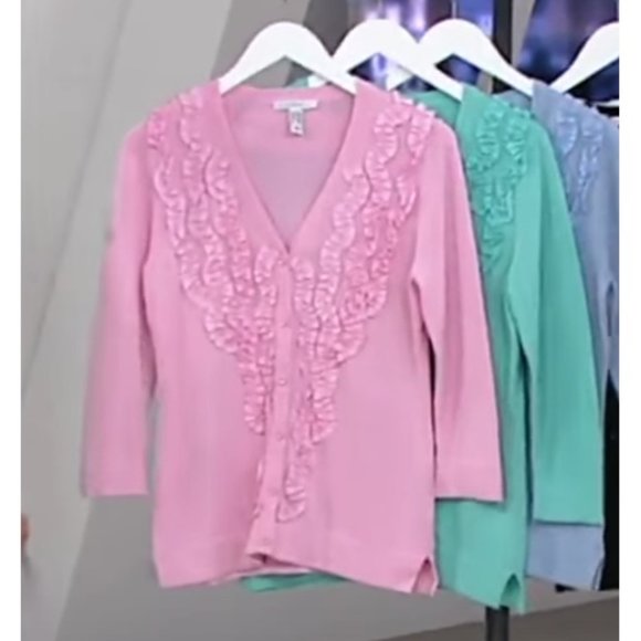 Isaac Mizrahi Sweaters - Isaac Mizrahi 3/4 Sleeve V-neck Soutache cardigan Ballet Pink Size X-Small